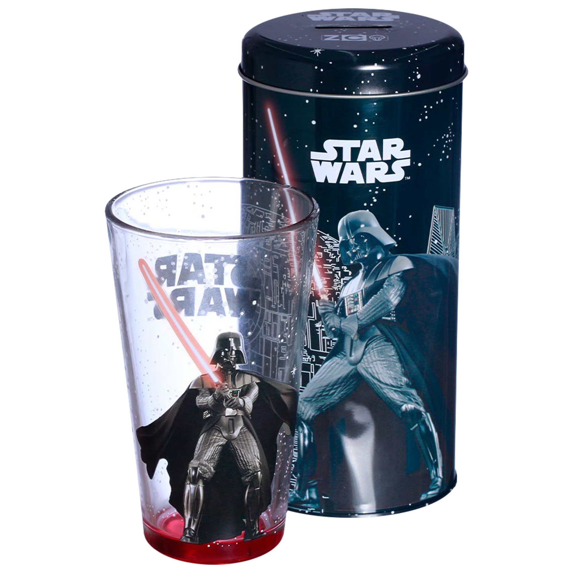 Copo de Vidro 500ml Darth Vader Star Wars com Cofre de Metal Zona Criativa