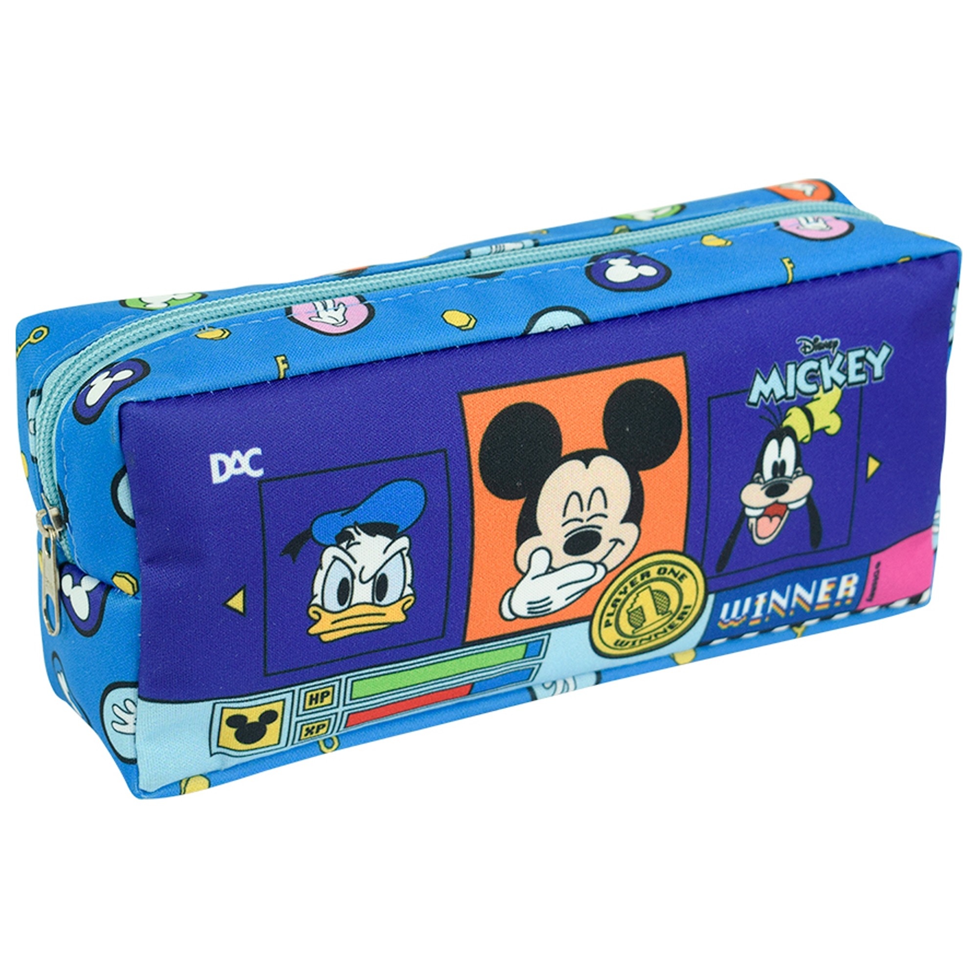 Estojo Escolar de Tecido 9,5X19,5cm Azul Mickey Disney DAC