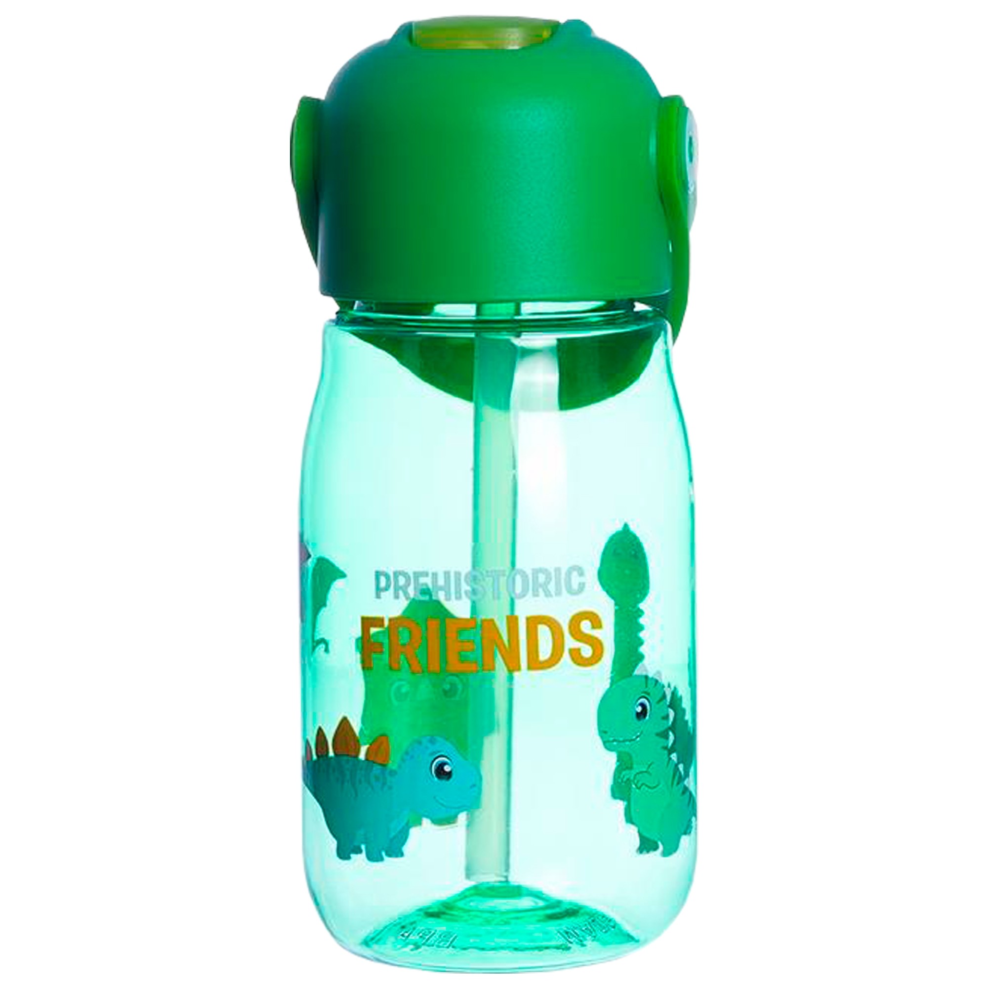 Garrafa Plástica Flip com Canudo 400ml Dinossauro Zona Criativa