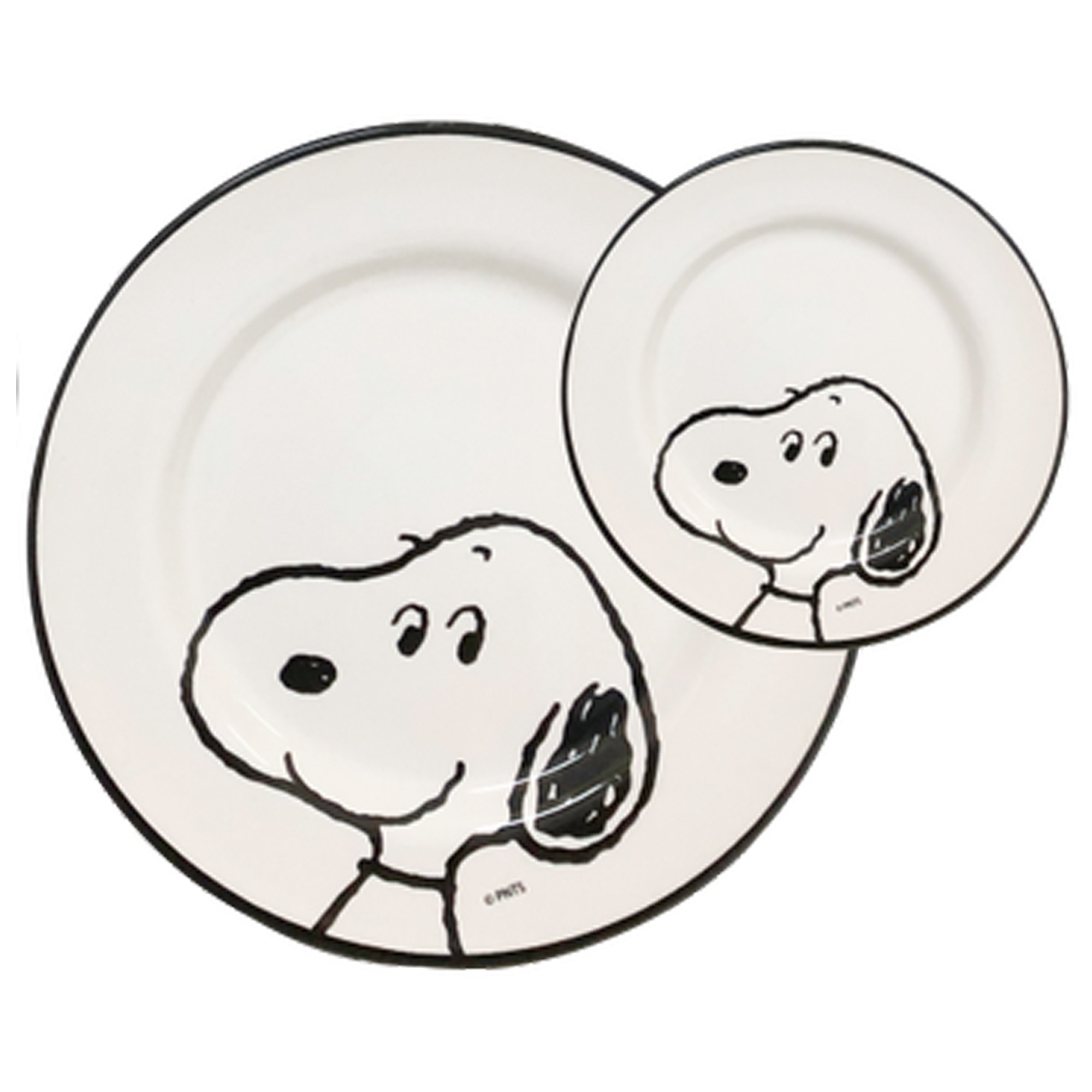 Kit 2 Pratos de Porcelana Raso e Sobremesa Snoopy Peanuts Sude