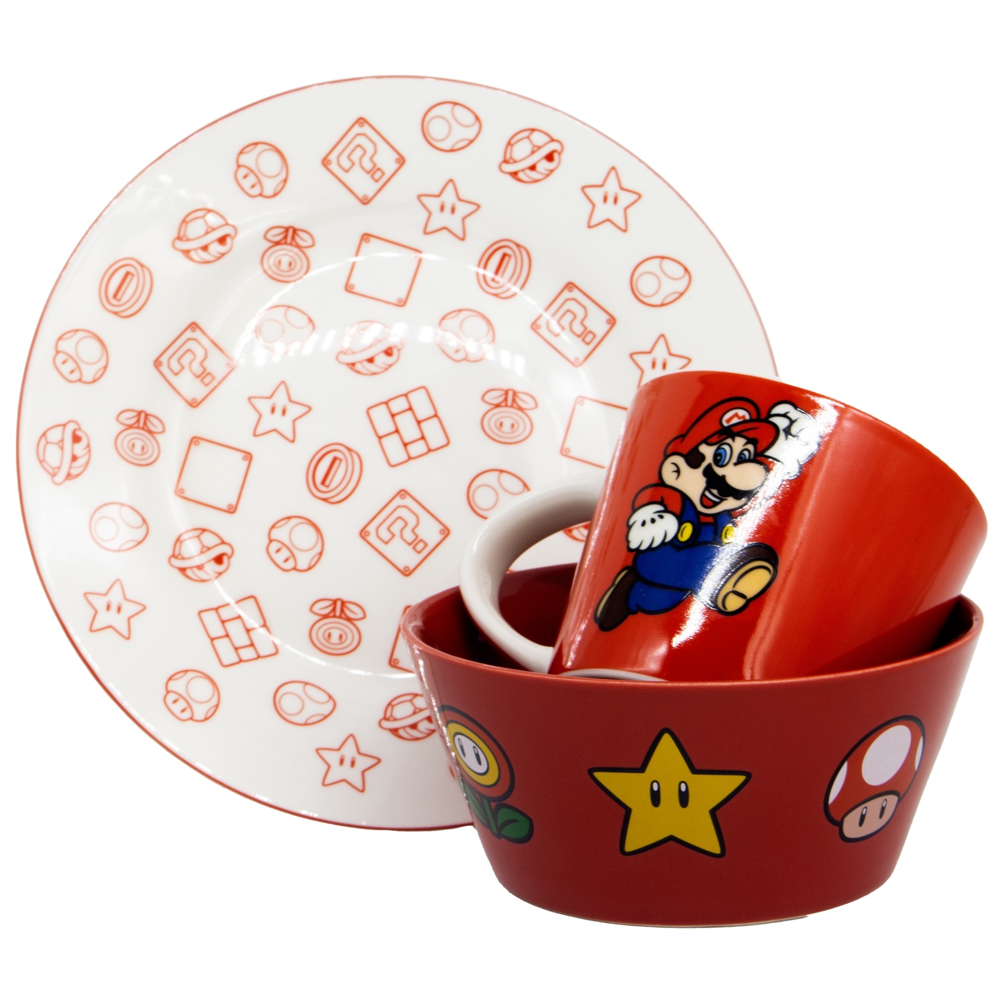 Kit Café da Manhã de Cerâmica Super Mario Zona Criativa