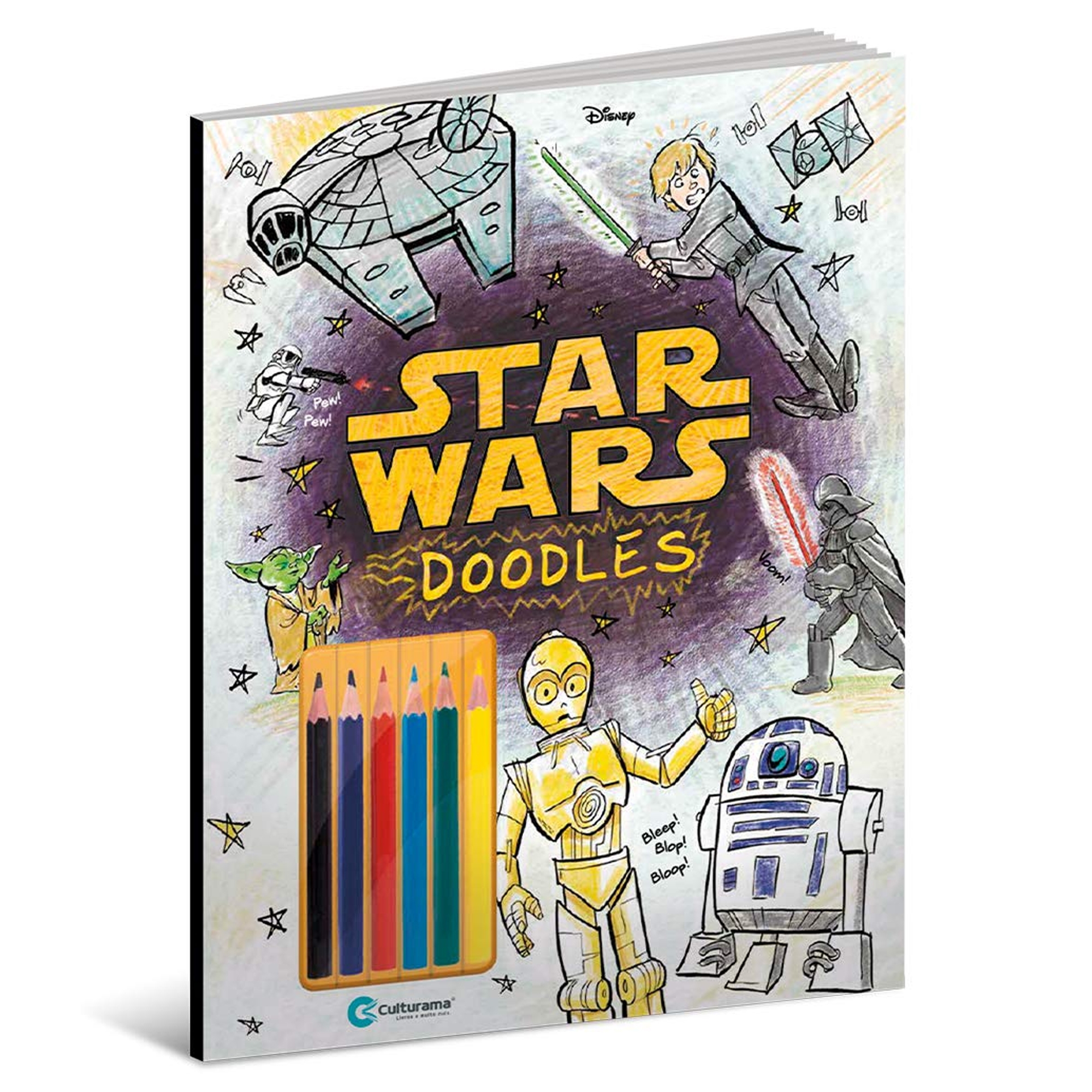 Livro Star Wars Doodles Ler e Colorir com Conjunto de Lápis de Cor Culturama